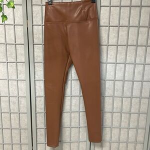 Design Lab Faux Leather Leggings, in Tan, Size Small.